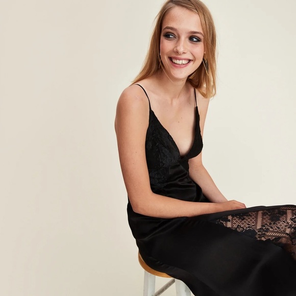 *Flawed* LPA Satin Lace Maxi Slip Dress - Picture 3 of 10